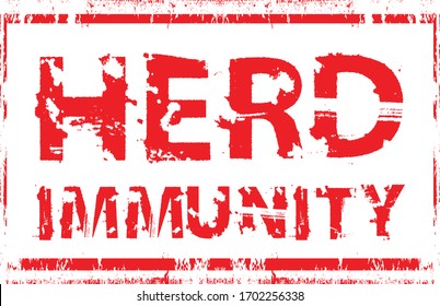 Herd immunity . Red grunge stamp. Vector illustration .