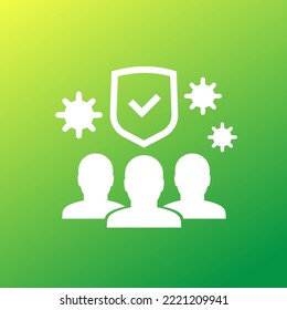 icono de la inmunidad de rebaño al vector de virus