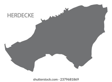 Herdecke German city map grey illustration silhouette shape
