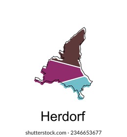 Herdorf world map vector design template, graphic style isolated on white background, suitable for your company