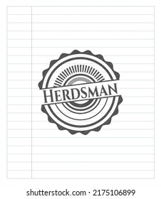 Herdsman-Emblem in Bleistift gezeichnet. Vektorgrafik. Detaillierte Angaben. 