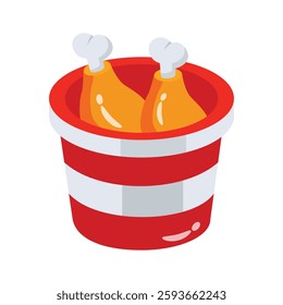 Here is a 3d style icon of fried chicken drumstick bucket