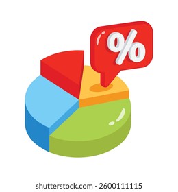 Here is a 3d style icon of pie chart with interest rate