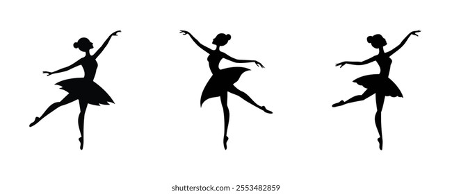 Here are 40 keywords for the title "Ballet Silhouette Set Vector Design