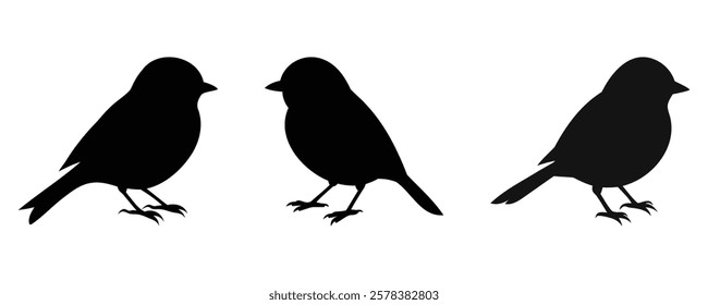 Here are 40 keywords for the title "Chickadee Silhouette Set Vector Design