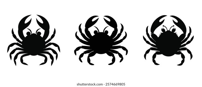 Here are 40 keywords for the title "Crab Silhouette Set Vector Design