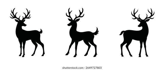 Here are 40 keywords for the title "Deer Silhouette Set Vector Design
