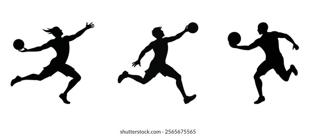 Here are 40 keywords for the title "Dodgeball Silhouette Set Vector Design