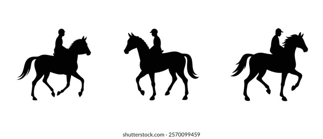 Here are 40 keywords for the title "Equestrian Silhouette Set Vector Design