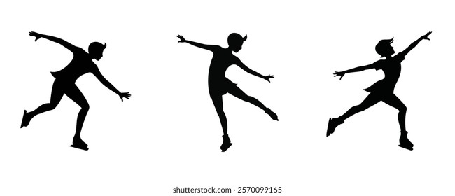 Here are 40 keywords for the title "Figure Skating Silhouette Set Vector Design