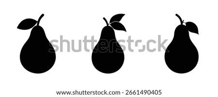 Here are 40 keywords for the title "Pear Silhouette Set Vector Design