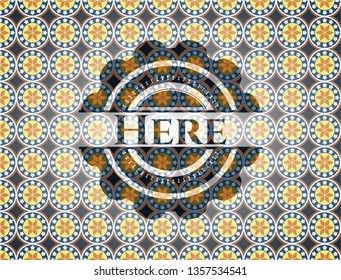 Here arabic badge. Arabesque decoration.