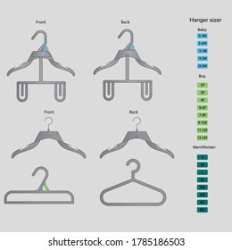 Here is attached clothing hanger and hanger sizer design. vector,gradient,transparent. 