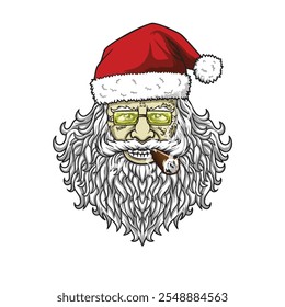 Here it is Badass Santa Smoking Face for your mascot, tshirt and logo business. This cartoon explain to Celebrate Christmas