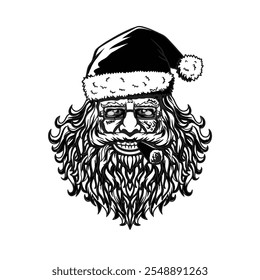 Here it is Badass Santa Smoking Face for your mascot, tshirt and logo business. This cartoon explain to Celebrate Christmas