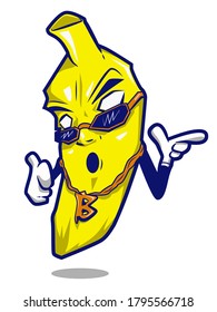 Here it is banana cool glasses cartoon character for your mascot, tshirt and logo business.