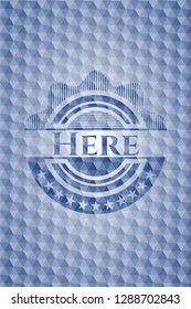 Here blue emblem with geometric background.