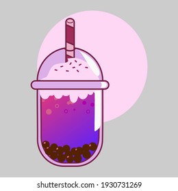 Here is a boba drink with a whipped cream flat design