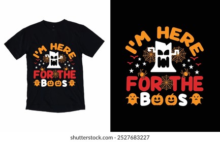 Estoy aquí por los libros - diseño de camiseta de citas de Halloween, gráfico de Vector.