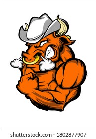 Here it is Bull Western cartoon character for your mascot, tshirt design or logo business