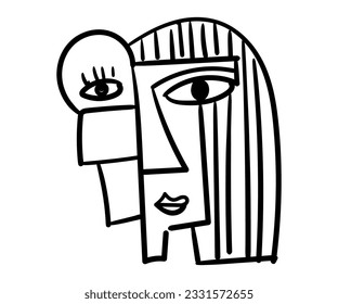 Here is a collection of creative templates featuring black and white portraits, contemporary abstract shapes, and Kubist faces. It also includes abstract face illustration icons.