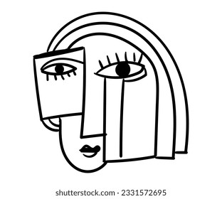 Here is a collection of creative templates featuring black and white portraits, contemporary abstract shapes, and Kubist faces. It also includes abstract face illustration icons.