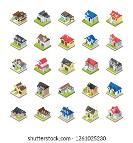 Here comes a pack of houses buildings designed exquisitely representing architectures and  buildings in form of isometric vectors. The pack is created in a way you can edit, modify and resize its icon