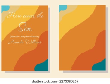 Here Comes the Son Sunshine Boy Baby Shower Invitation with Background you can also use for Birthday or other party, backdrop, poster, games sings, cards to make your celebration fun and beauty