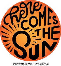 here comes the sun - sun logo - vector art