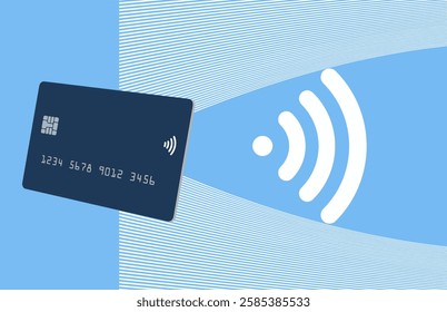 Here is a credit card capable of contactless payments via near field communications technology. It is a 3-d illustration.