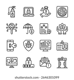 Here is a customizable pack of smart protection outline icons
