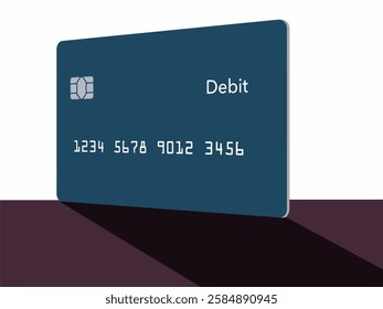 Here is a  debit card casting a long shadow in this a vector illustration.