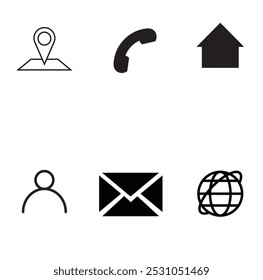 Here are different types of icons used for contact information. Each type of icon serves a specific purpose depending on user’s design needs,ensuring diverse range of assets for different applications