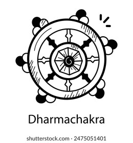 Here is a doodle icon showing dharmachakra wheel 