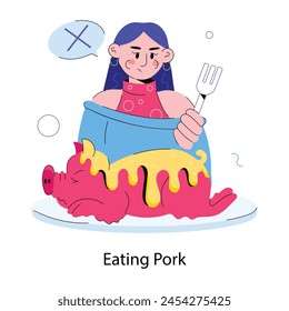 Here is a doodle mini illustration of eating pork taboo  svg