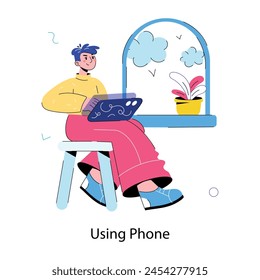 Here is a doodle mini illustration of using phone 