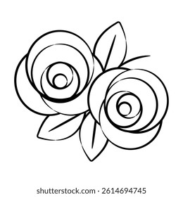 Here is a doodle style icon of rose flowers