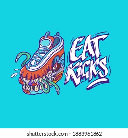 Here it is Eat kicks cartoon vector for your mascot, tshirt and logo business.