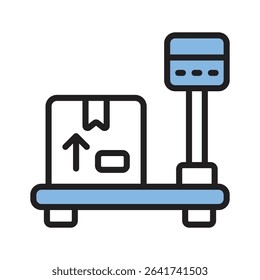 Here is a filled line style icon of warehouse weight scale