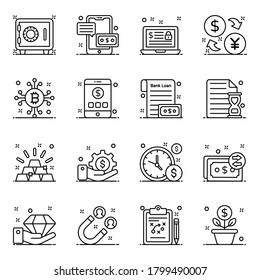Here are finance icons in modern line style for your design project. Creatively designed vectors are best to have in your design project