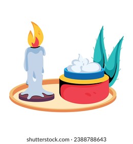 Here is a flat icon of candle spa 