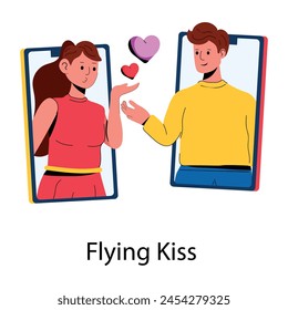 Here is a flat icon of flying kiss 