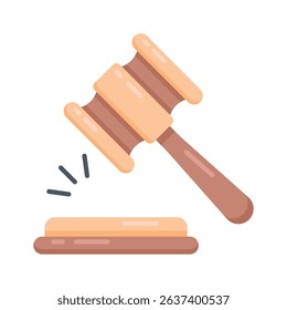 Here is a flat icon showing gavel used in courtrooms