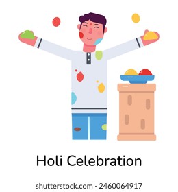 Aquí hay un ícono plano de la celebración del holi 