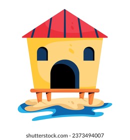 Here is a flat icon that showing beach home 