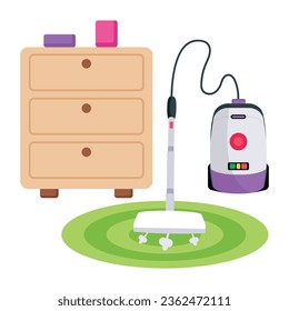 Aquí hay un icono plano de la limpieza al vacío 