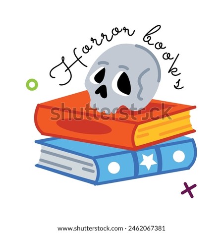 Here is a flat sticker of horror books 