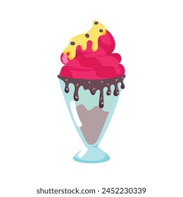 Here is a flat sticker showing sundae glass