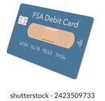 Here is a flexible spending account debit card also known as an FSA debit card. This is generic, mock, 3-d illustration.