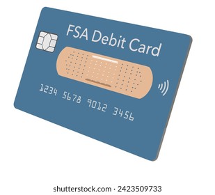 Aquí hay una tarjeta de débito de cuenta de gasto flexible también conocida como tarjeta de débito FSA. Esta es una ilustración genérica, falsa, de 3-d.
